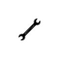 Black wrench or spanner silhouette icon isolated on white. house repair tool. Maintain, settings, support, fix button Royalty Free Stock Photo