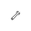 Black wrench or spanner silhouette icon isolated on white. house repair tool. Maintain, settings, support, fix button Royalty Free Stock Photo