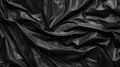 Black wrinkled plastic wrap texture. Crumpled dark thin plastic background. Generative AI Royalty Free Stock Photo
