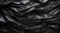 Black wrinkled plastic wrap texture. Crumpled dark thin plastic background. Generative AI Royalty Free Stock Photo