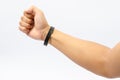 Black wristband in man wrist