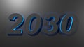 2030 black write on black surface with blue backlight - 3D rendering illustration Royalty Free Stock Photo