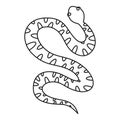 Black writhing snake icon, outline style