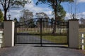 Black wrought iron entrance gates