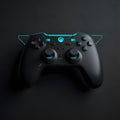 Xbox controller with blue neon lights on dark background Royalty Free Stock Photo