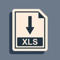 Black XLS file document icon. Download XLS button icon isolated on grey background. Long shadow style. Vector Royalty Free Stock Photo