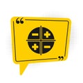 Black XYZ Coordinate system icon isolated on white background. XYZ axis for graph statistics display. Yellow speech