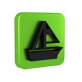 Black Yacht sailboat or sailing ship icon isolated on transparent background. Sail boat marine cruise travel. Green