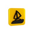 Black Yacht sailboat or sailing ship icon isolated on transparent background. Sail boat marine cruise travel. Yellow