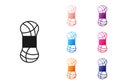 Black Yarn icon isolated on white background. Label for hand made, knitting or tailor shop. Set icons colorful. Vector Royalty Free Stock Photo