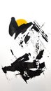 Black and yellow abstract painting white background Royalty Free Stock Photo