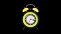 Black and yellow alarm clock. No background. Animation