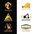 Black and yellow backhoe logo vector set design Royalty Free Stock Photo