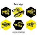 Black and yellow Bee logo vector collection Royalty Free Stock Photo
