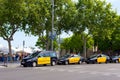Black and yellow cabs in Barcelona.