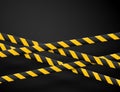 Black and yellow caution lines isolated. Realistic warning tapes. Danger signs. Vector background. Royalty Free Stock Photo