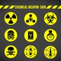 Black and yellow Chemical weapon on circle sign vector set design