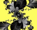 Black yellow fractal, flowery elegant sparkling contrasts lights, texture, abstract background Royalty Free Stock Photo