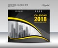 Black and Yellow Cover Desk Calendar 2018 Design, flyer template Royalty Free Stock Photo