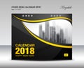 Black and Yellow Cover Desk Calendar 2018 Design, flyer template