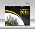 Black and yellow cover Desk Calendar 2018 Year, booklet template Royalty Free Stock Photo