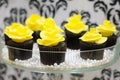 Black and yellow cupcakes