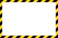 Black and yellow diagonal line striped. Blank vector illustration warning background. Hazard caution sign tape. Space for text Royalty Free Stock Photo