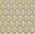 Black and yellow fancy seamless vector pattern with flowers and leaves