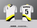 Black and yellow football club t-shirt sport design template. Front and back view.