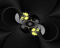 Black yellow fractal, flowery elegant sparkling contrasts lights, texture, abstract background Royalty Free Stock Photo