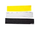 Black yellow gray tape texture, Torn horizontal and different size sticky tape cut isolated on white. Royalty Free Stock Photo