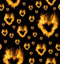 Black and yellow heart shape flame seamless background Royalty Free Stock Photo