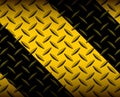 Black yellow iron surface background with diamond plate texture pattern Royalty Free Stock Photo