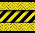 Black yellow iron surface background with diamond plate texture pattern, warning stripes industrial design Royalty Free Stock Photo