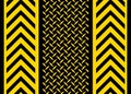 Black yellow iron surface background with diamond plate texture pattern, warning stripes industrial design Royalty Free Stock Photo