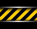 Black yellow iron surface background, warning stripes industrial design Royalty Free Stock Photo