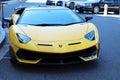 Black And Yellow Lamborghini SVJ - Close Up Front View Royalty Free Stock Photo