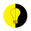 Black yellow lamp in a circle. Bulb icon. Light symbol energy. Electroenergy emblem. Vector illustration. Stock image Royalty Free Stock Photo