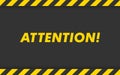 Black and yellow line striped. Caution tape. Blank warning background. Vector illustration Royalty Free Stock Photo