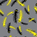 Black and Yellow Lizards Seamless Pattern