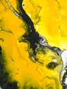 Black and yellow marble abstract hand painted background