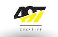 497 Black and Yellow Number Logo Design. Royalty Free Stock Photo