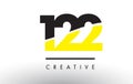 122 Black and Yellow Number Logo Design.