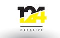 124 Black and Yellow Number Logo Design.