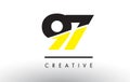 97 Black and Yellow Number Logo Design.