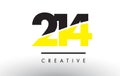 214 Black and Yellow Number Logo Design.