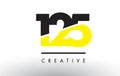 125 Black and Yellow Number Logo Design.