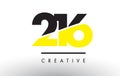 216 Black and Yellow Number Logo Design. Royalty Free Stock Photo