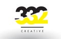 332 Black and Yellow Number Logo Design.