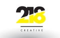 218 Black and Yellow Number Logo Design. Royalty Free Stock Photo